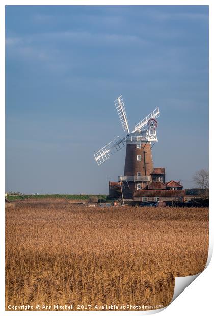 Cley Windmill North Norfolk Coast Print by Ann Mitchell