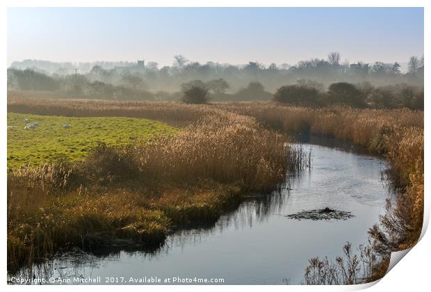Misty View on the River Glaven North Norfolk Print by Ann Mitchell