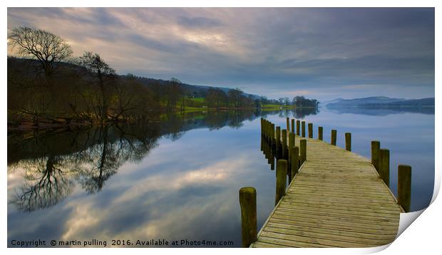 Calm before the storm on Coniston lake  Print by martin pulling