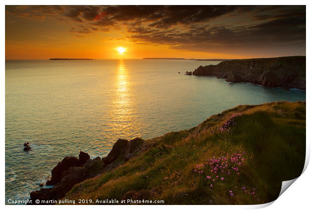 Pembrokeshire sunset Print by martin pulling
