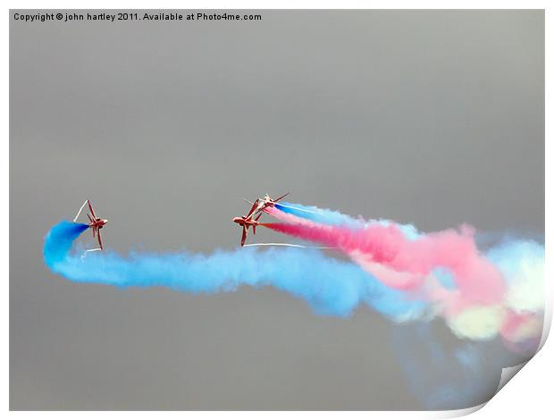 "Smoke On"  Red Arrows Plumes of Colour  Print by john hartley