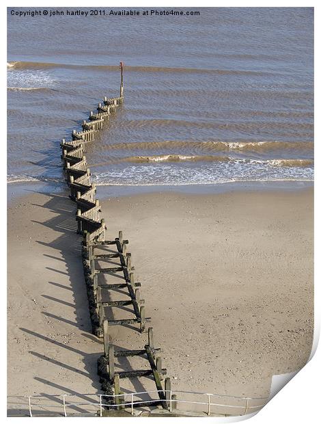  Sea Defence Beach Groyne Overstrand North Norfolk Print by john hartley