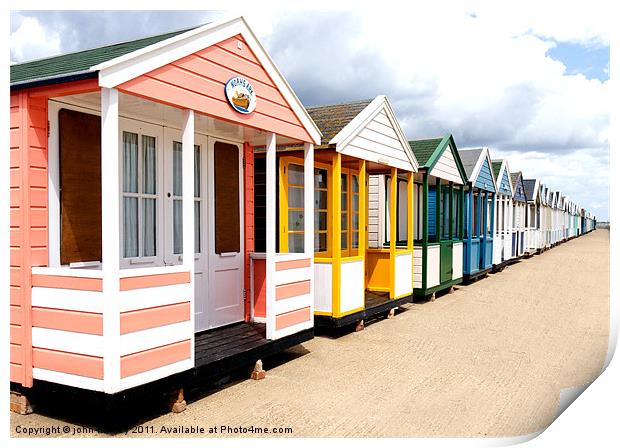  Colourfull Beach Huts at Southwold in Suffolk Print by john hartley