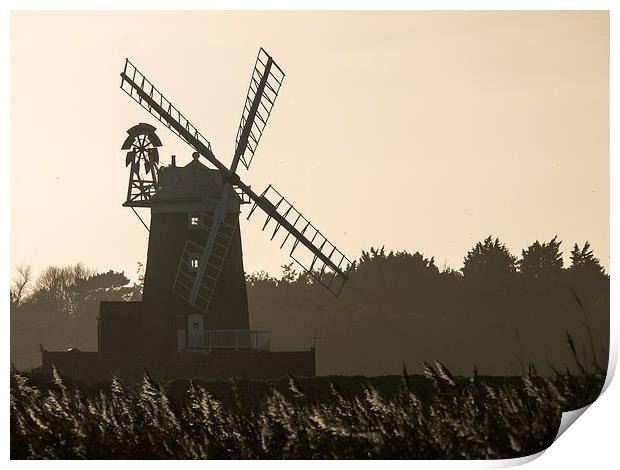  Cley Windmill Silhouetted - North Norfolk Print by john hartley