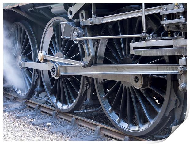 "Oliver Cromwell" Steam Locomotive Wheels Print by john hartley