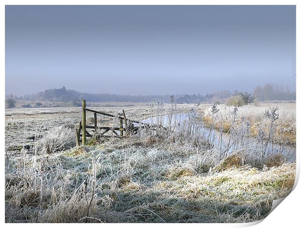 "Frosty Start" Hoar Frost across the Field Norfolk Print by john hartley