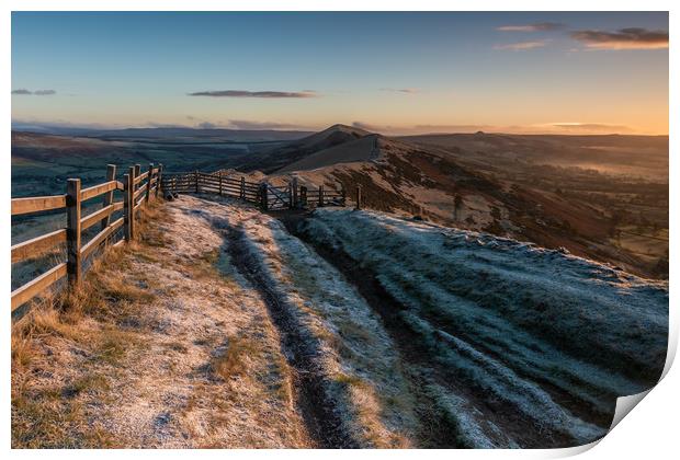 Mam Tor sunrise in the frost Print by Mark Hawkes