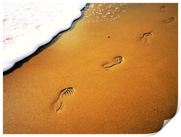 Footsteps in the sand. New year resolution. Where  Print by Steve Clark