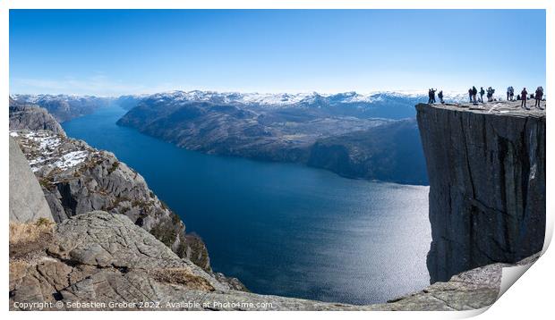 Preikestolen - The Pulpit Rock above Lysefjord Print by Sebastien Greber