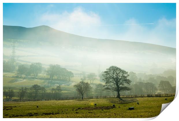 Foggy Morning in North Wales Print by Sebastien Greber