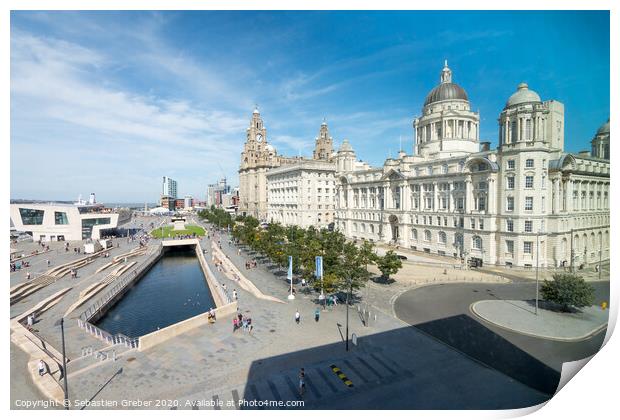Views towards the Royal Liver Building, Liverpool Print by Sebastien Greber