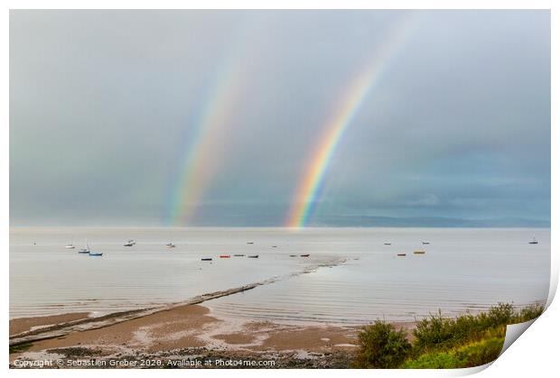 Dee Estuary Double Rainbow  Print by Sebastien Greber