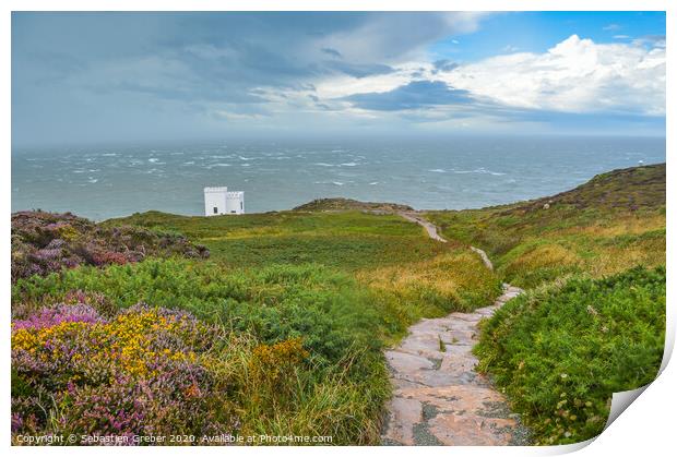 Path to Elin's Tower on Holy Island Print by Sebastien Greber