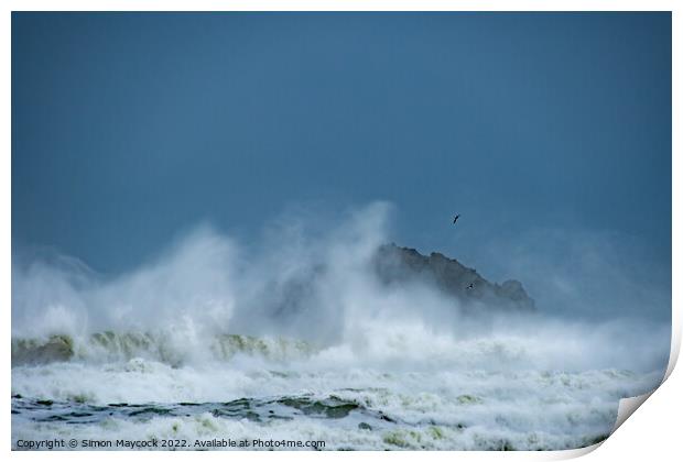 Stormy Polzeath Print by Simon Maycock