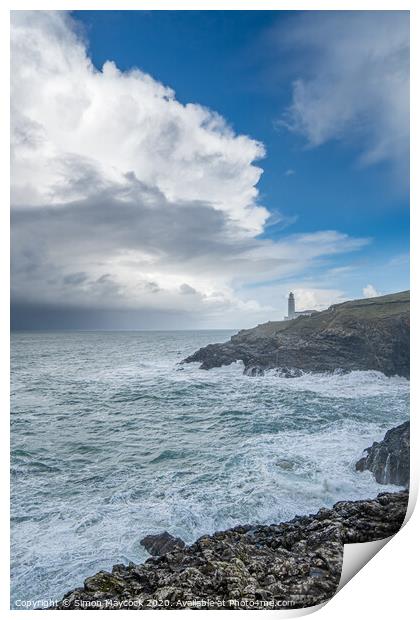 Trevose head and lighthouse Print by Simon Maycock