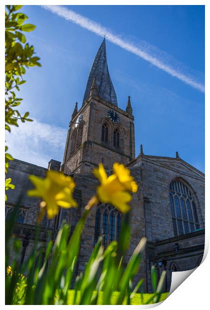 The Crooked Spire in Spring Print by Mike Roberts