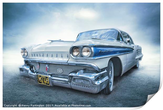 The blue and white Oldsmobile Print by Kenny Partington