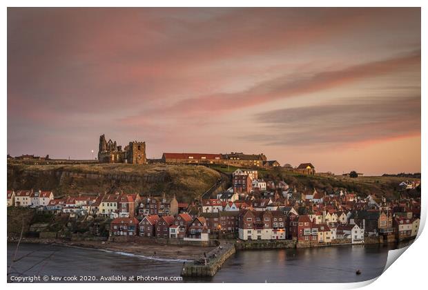 evening light whitby Print by kevin cook