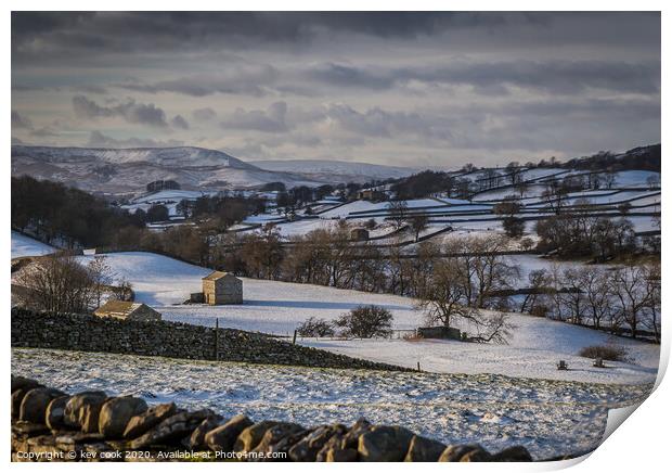 Wensleydale in the snow Print by kevin cook
