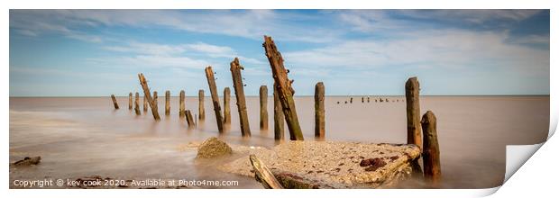 Groynes-Pano Print by kevin cook