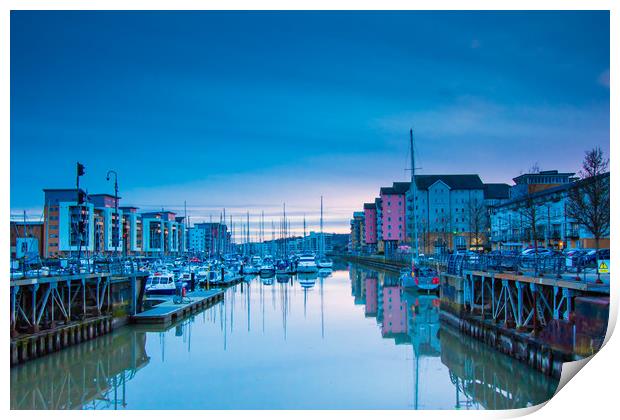 Portishead Marina  The Old Lock Gates Print by Martin Waters