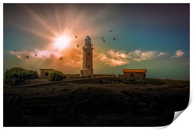 Enigmatic Lighthouse at Paphos Print by David Owen