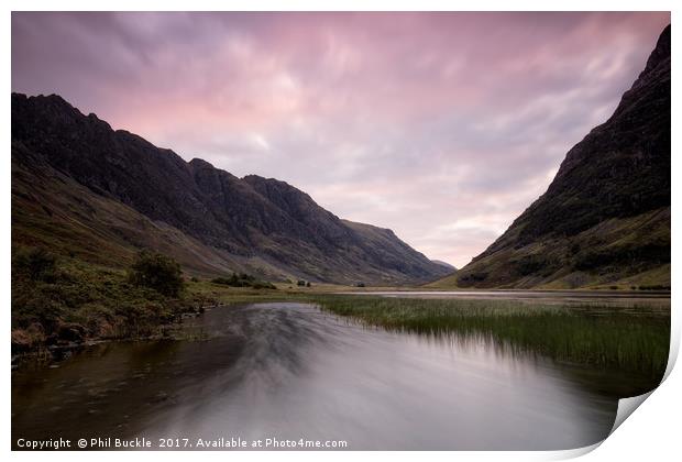 Sunrise at Loch Achtriochtan Print by Phil Buckle