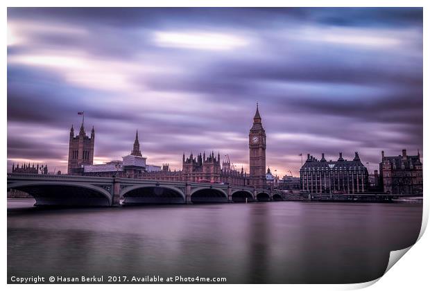 Westminster Bridge and Big Ben Print by Hasan Berkul