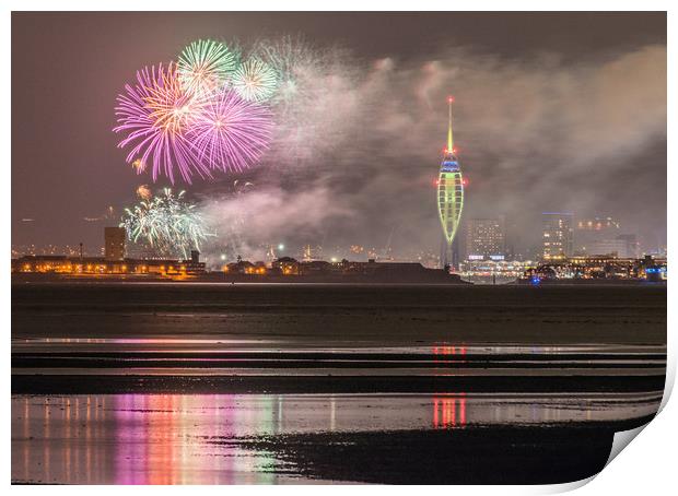 City fireworks Print by Alf Damp