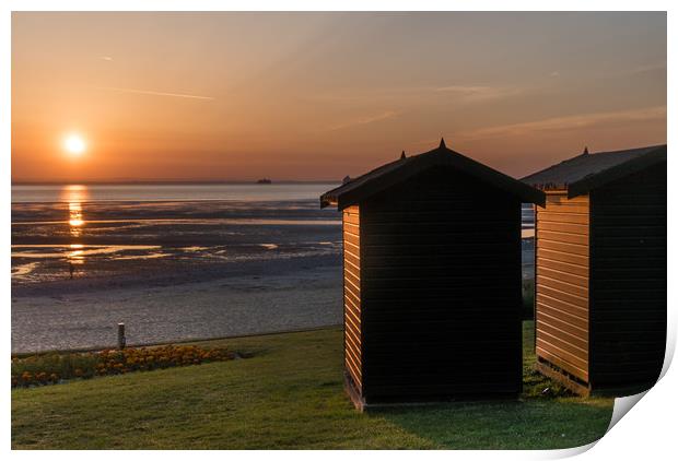 Beach hut sunrise Print by Alf Damp