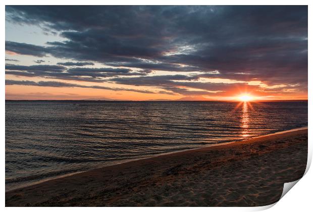 Perfect warm beach sunset Print by Marlane Clarke