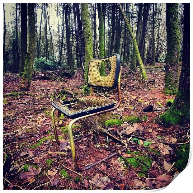 A lost chair in the woods Print by Helen Wright