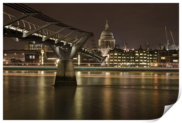 Millenium Bridge & St pauls Cathedral Print by Malcolm Smith