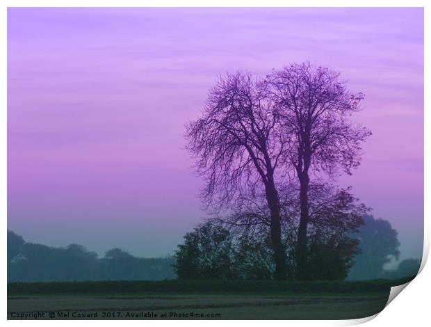 Lilac Sky as the Crows Fly Print by Mel Coward