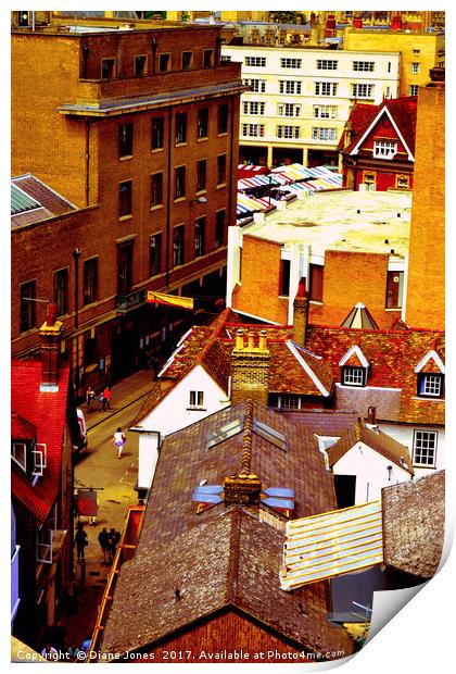 View of Cambridge City Centre Print by Diane Jones