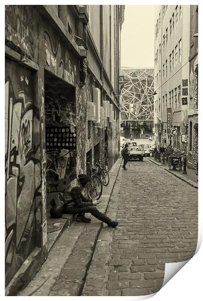 City Lane in Melbourne Print by Richard Zalan