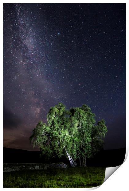 Elan Valley MilkyWay over Welsh Sheep Pens Print by Sorcha Lewis
