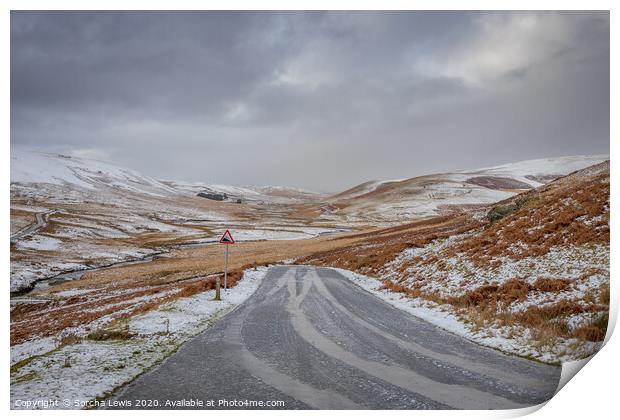 Pont ar Elan snowscape Print by Sorcha Lewis