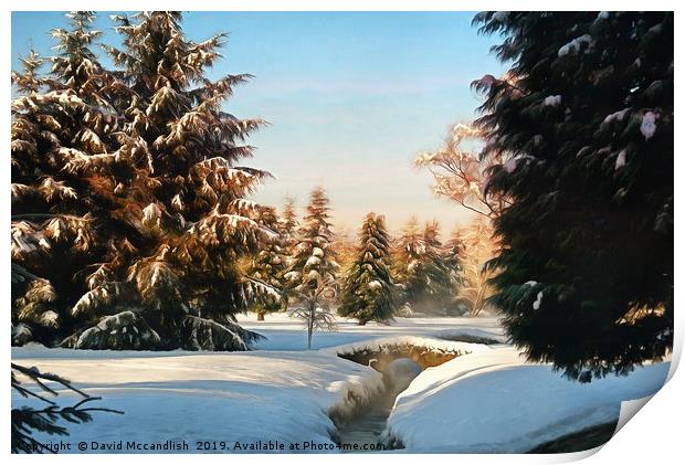 Snow scene Bishopbriggs Print by David Mccandlish