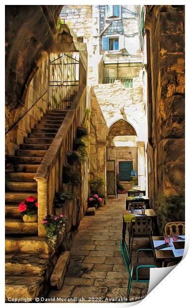 Back Lane Restaurant Trogir Croatia Print by David Mccandlish