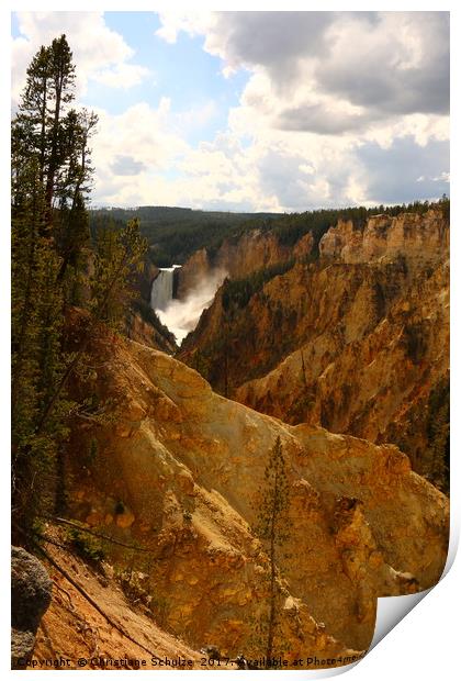 Thundering Waters Of The Yellowstone River Print by Christiane Schulze