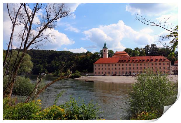 Abbey Weltenburg And Danube River Print by Christiane Schulze