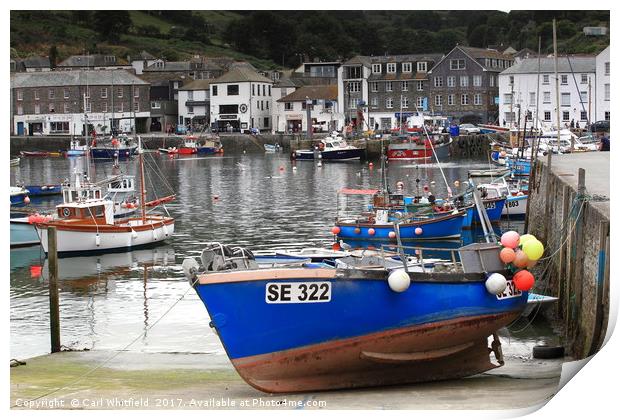 Mevagissey Harbour in Cornwall, England. Print by Carl Whitfield
