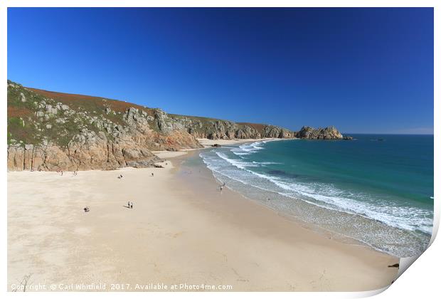 Porthcurno Beach in Cornwall, England Print by Carl Whitfield