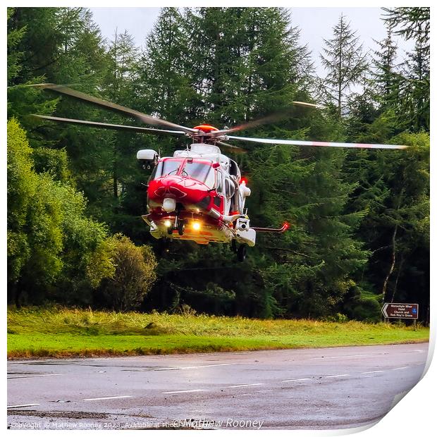 Coastguard Rescue landing  Print by Mathew Rooney