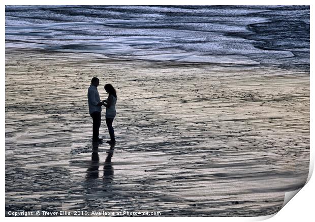Engagement on the beach Print by Trevor Ellis