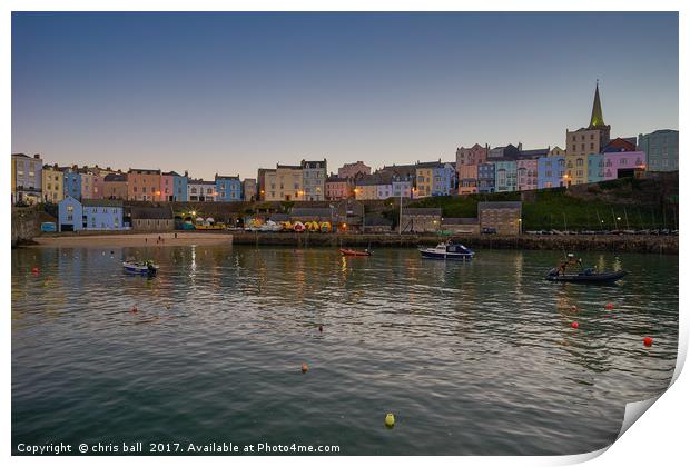 Tenby Harbour at Sunset Print by chris ball