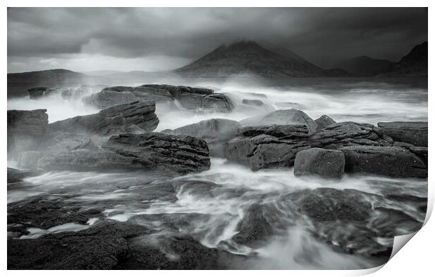 Elgol Wavebreak on the Isle of Skye Print by John Frid