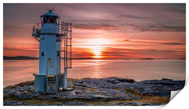 Rhue Lighthouse at Sunset Print by John Frid