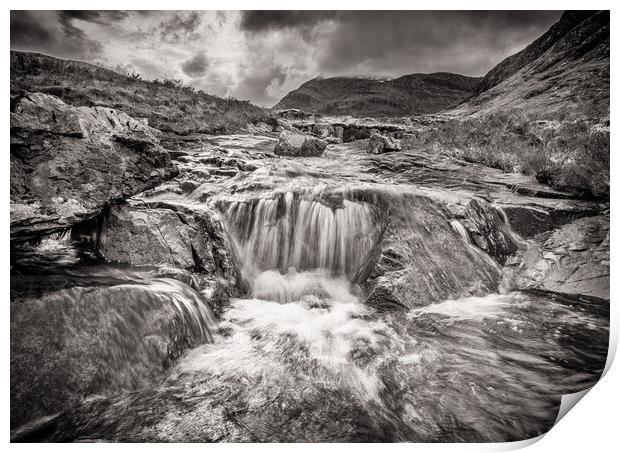 River Coe waterfall Print by John Frid